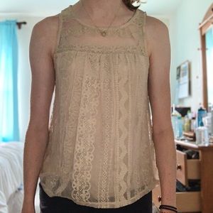 Lily White Beige Lace Tank Top